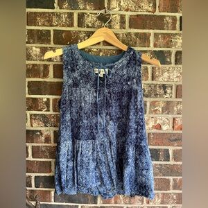Knox Rose Blue Tiered Tie Front Tank Top-Size XS